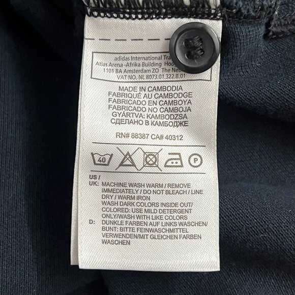 Adidas Originals Mens Small Navy Blue Polo Shirt Gold Trefoil Logo Yellow Trim - Picture 4 of 9